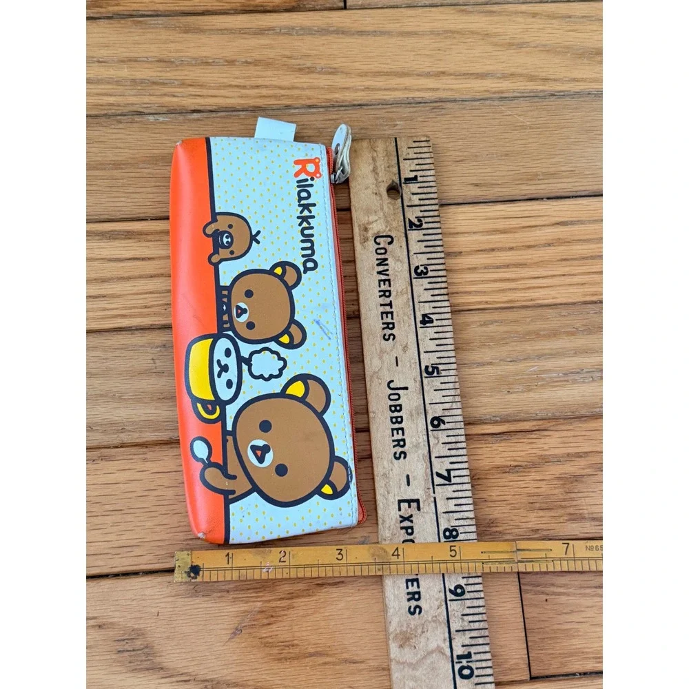 San-X Rilakkuma Pencil Case Orange White‎ Bear Graphic Zipper Pouch Stationery